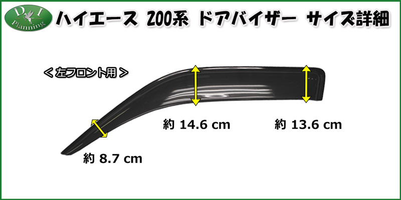 ハイエースドアバイザーサイズ